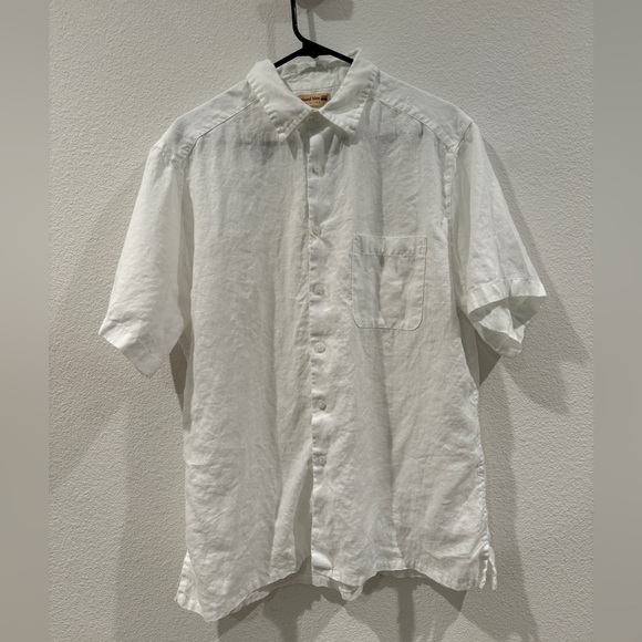 Natural Blue By Visitor 100% Linen White The West Hampton Short Sleeve Shirt L - Picture 1 of 15